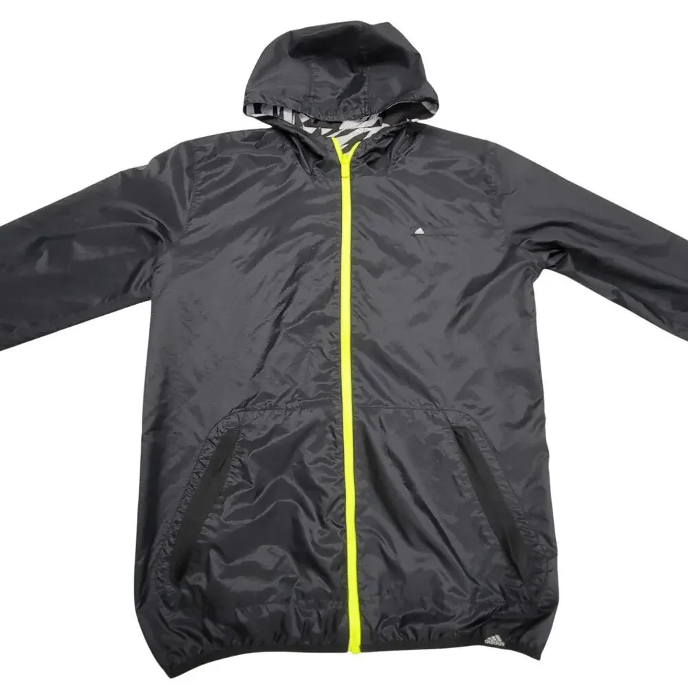 Adidas Reversible Windbreaker Jacket Black Zebra Print Neon Green Zip Mens M L